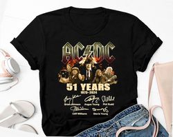 graphic 51 years ac/dc 1973-2024 shirt, tour 2024 shirt, signature acdc rock band shirt fan gifts, ac/dc band tour 2024