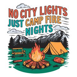 retro summer no city lights just camp fire nights svg