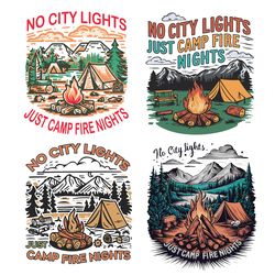 no city lights just camp fire nights svg png bundle