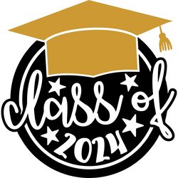 retro class of 2024 graduation cap png digital download files