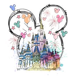 magic kingdom watercolor micky castle png