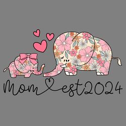 groovy mom est 2024 floral elephant png digital download files