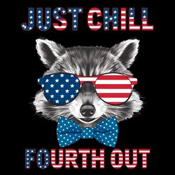 just chill the fourth out patriotic raccoon png