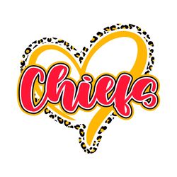 chiefs heart leopard pattern svg digital download