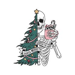 sorta merry sorta scary christmas skeleton tree svg