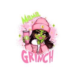 mama grinch pink girl png