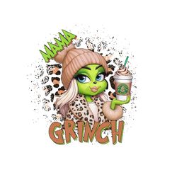 leopard coffee mama grinch png