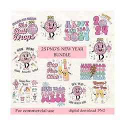 happy new year png bundle 2024 disco ball nye wake me when the ball drops new years eve same hot mess cheers designs