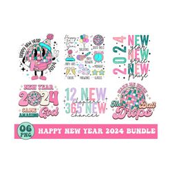 happy new year 2024 png bundle, disco ball new year&39s png , retro happy new year sublimation bundle, digital download