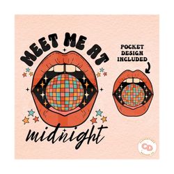 meet me at midnight png-new year png,disco ball png,y2k png,y2k new year png,2024 png,trendy png,retro png,pocket design