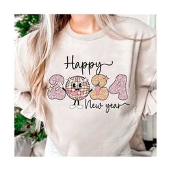 happy new year 2024, sequin png, new year&39s eve glitter png, groovy disco ball, 2024 png, new year png, retro new year