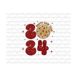 new year&39s eve glitter png, groovy disco ball, glitter faux sequins 2024 new year png, new year png, retro new year pn