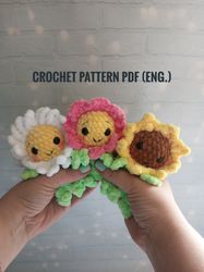 flower crochet pattern, no sew amigurumi, crochet plushie pattern - 3 in 1 pdf pattern