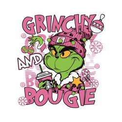 pink grinchy and bougie christmas svg