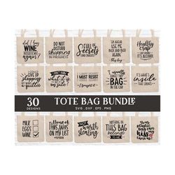 buy 4 get 50 off 30 diy tote bag svg bundle dxf eps png pdf - funny tote bag quotes svg - canvas tote bag sayings svg cu