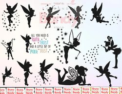 10 designs tinkerbell svg bundle layered item, tinker bell clipart, silhouette, cricut, vector cut file