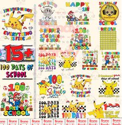 100 days of school cartoon png bundle, happy 100 days of school png, custom kid name png, cartoon kid shirt design, dig