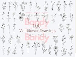 100 wildflower svg bundle | flower svg | floral svg bundle | wildflower svg | floral svg | botanical svg | flower clipar