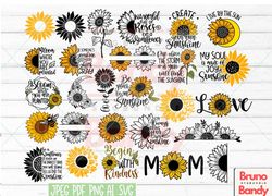 sunflower svg bundle, sunflower svg, sunflower quotes svg, svg files for cricut, cut file, eps png svg