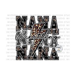 wrestling nana png image, lightning bolt wrestling leopard black design, sublimation designs downloads, png file