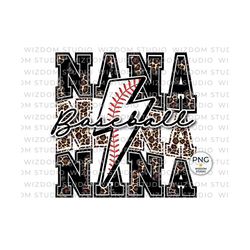 baseball nana png image, baseball lightning bolt leopard black design, sublimation designs downloads, png file