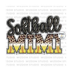 softball mimi png image, leopard softball grandma design, sublimation designs downloads, png file