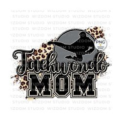 taekwondo mom png image, taekwondo leopard black design, sublimation designs downloads, png file