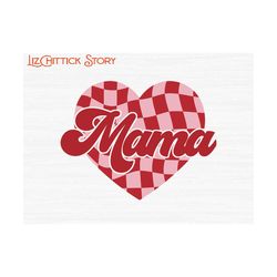 mama checkered heart png, retro valentine png, valentine mama shirt png, women's valentine png, mama valentine sublimation digital download