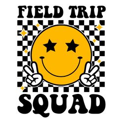 checkered field trip squad smiley face svg