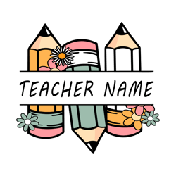 pencil name frame svg digital download files