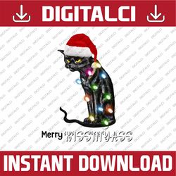 merry kissmyass funny cat christmas lights png, merry catmas, cat christmas tree png, chistmas png, digital download