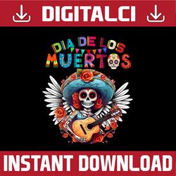 png only dia de los muertos catrina sugar skull day of dead halloween png, mexican skull play guitar halloween png, digi