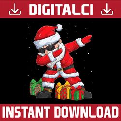 png only dabbing santa christmas png, san-ta cla-us with gift png, christmas png, digital download