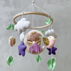 fairy crib mobile girl, woodland baby mobile fairy, baby mobile girl