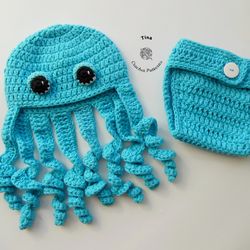 crochet pattern - octopus baby set | octopus baby halloween costume | sizes newborn - 12 months