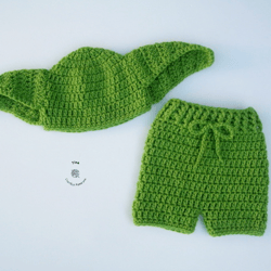 handmade yoda baby costume | crochet halloween costume | star wars photo prop | baby shower gift | sizes 0- 12 months