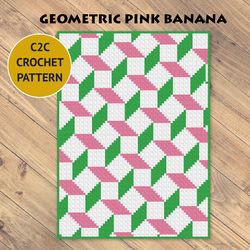geometric pink banana c2c crochet blanket pattern | pdf | digital