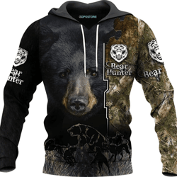 love bear hunting all over print hoodie zip hoodie fleece hoodie 3d, love bear hunting hoodie zip hoodie 3d 1