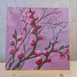 flowering tree. oil painting