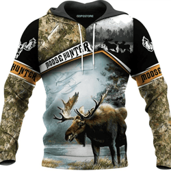 moose hunting all over print hoodie zip hoodie fleece hoodie 3d, moose hunting hoodie zip hoodie 3d 32