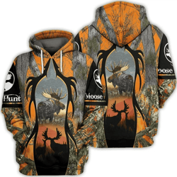 moose hunting all over print hoodie zip hoodie fleece hoodie 3d, moose hunting hoodie zip hoodie 3d 40