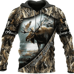 moose hunting all over print hoodie zip hoodie fleece hoodie 3d, moose hunting hoodie zip hoodie 3d 42