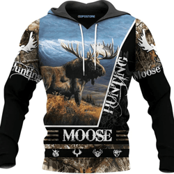 moose hunting all over print hoodie zip hoodie fleece hoodie 3d, moose hunting hoodie zip hoodie 3d 44