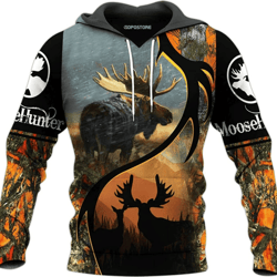 moose hunting all over print hoodie zip hoodie fleece hoodie 3d, moose hunting hoodie zip hoodie 3d 73