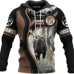 moose hunting all over print hoodie zip hoodie fleece hoodie 3d, moose hunting hoodie zip hoodie 3d 75