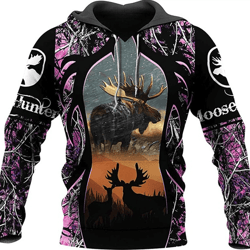 moose hunting all over print hoodie zip hoodie fleece hoodie 3d, moose hunting hoodie zip hoodie 3d 78