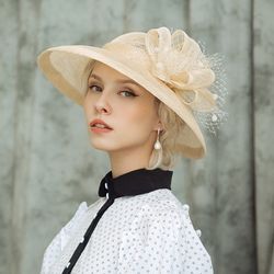 wide brim sinamay summer hat -royal ascot