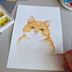 original custom watercolor pet portrait of your pet