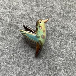 ceramic hummingbird. brooch. bird pin