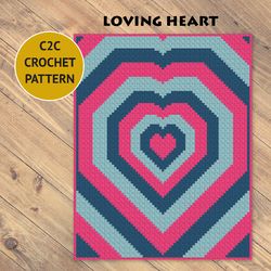 loving heart c2c crochet blanket pattern | pdf | digital